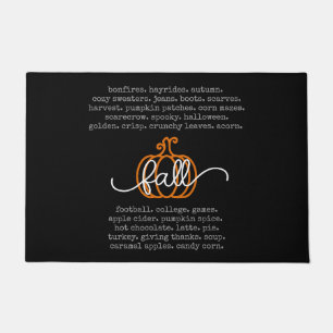 Black Hello Fall Definition Words Pumpkin Autumn Doormat
