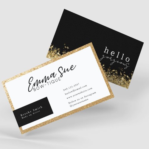 Black Hello Gorgeous Elegant Luxury Add Your Logo  Business Card