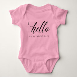 Black Hello Personalized Name Baby Bodysuit