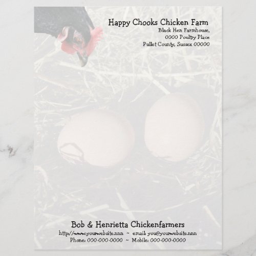 Black hen and eggs letterhead