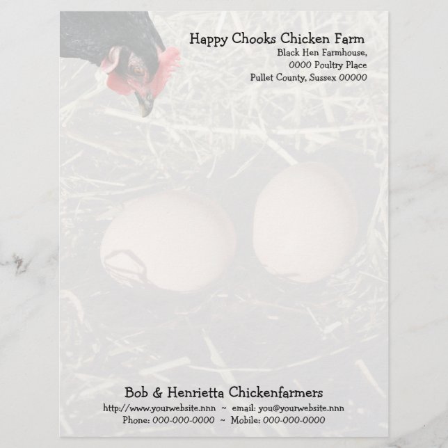 Black hen and eggs letterhead (Front)