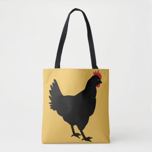 Black Hen on a Mustard Background Tote Bag