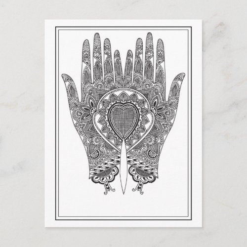 Black Henna Hands Postcard