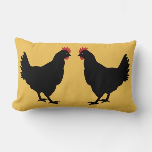 Black Hens Lumbar Pillow