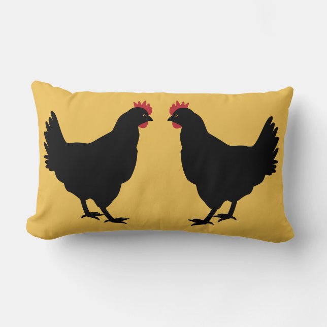 Black Hens Lumbar Pillow (Front)