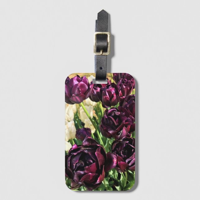 Black Hero Tulips, Oregon Luggage Tag (Front Vertical)
