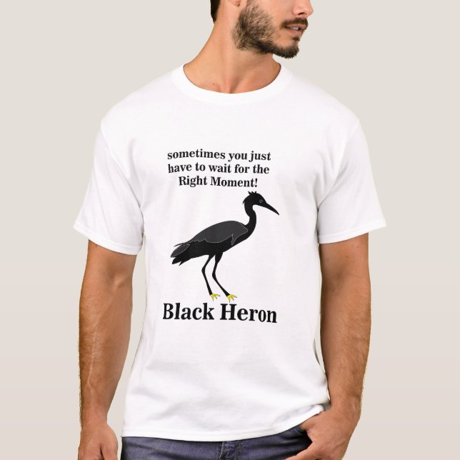 Black Heron Bird Wildlife T-Shirt (Front)