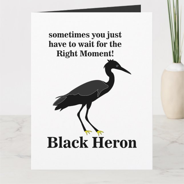 Black Heron Egret Bird  Card (Front)