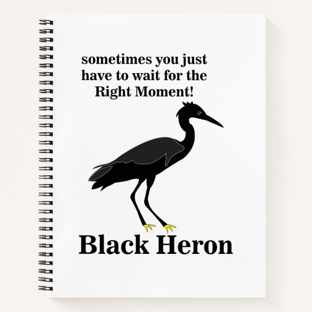 Black Heron Egret Bird  Notebook (Front)