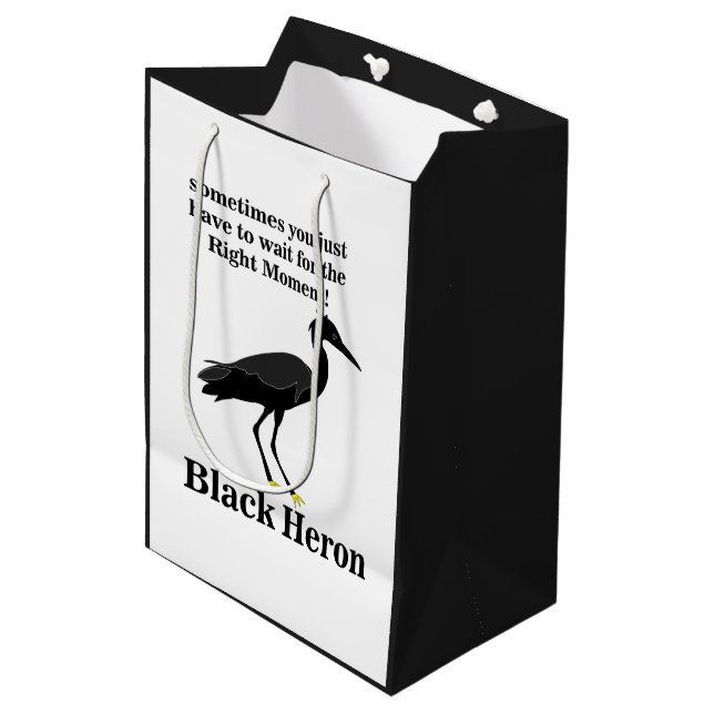 Black Heron Egret Bird Wildlife Medium Gift Bag (Front Angled)