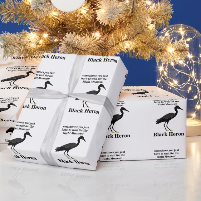 Black Heron Egret Bird Wildlife Wrapping Paper (Holidays)