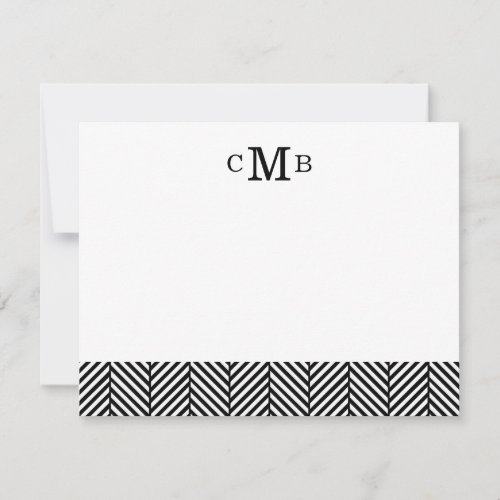 Black Herringbone Custom Monogram Stationery Custom Invitation