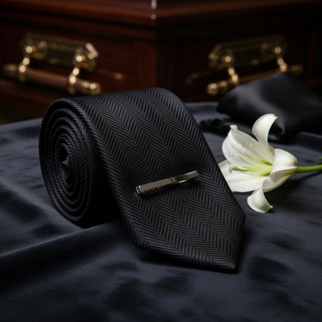 Black Herringbone Funeral  Neck Tie (Creator Uploaded)