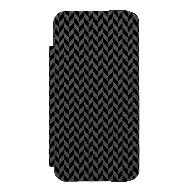 Black Herringbone iPhone 5 Wallet Case (Folio Front)