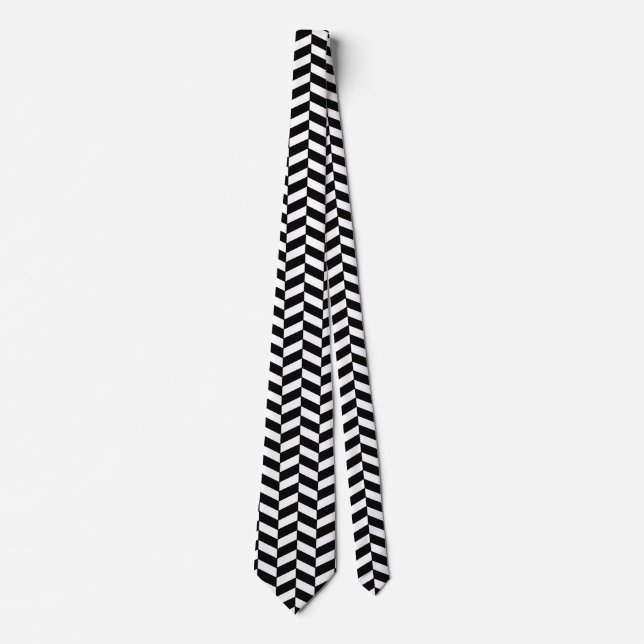 Black Herringbone Neck Tie (Front)