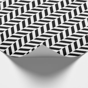 Black Herringbone Print Wrapping Paper