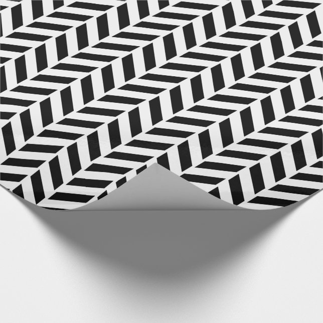 Black Herringbone Print Wrapping Paper (Corner)