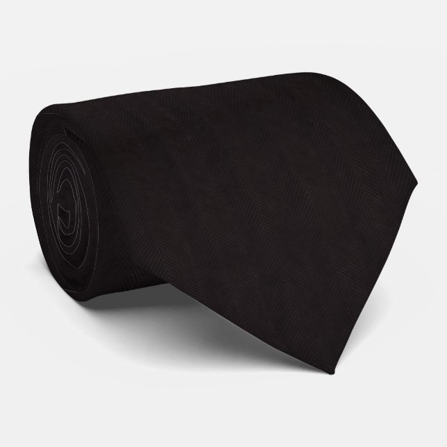 Black Herringbone Whisper Ultra-Subtle Tonal  Neck Tie (Rolled)