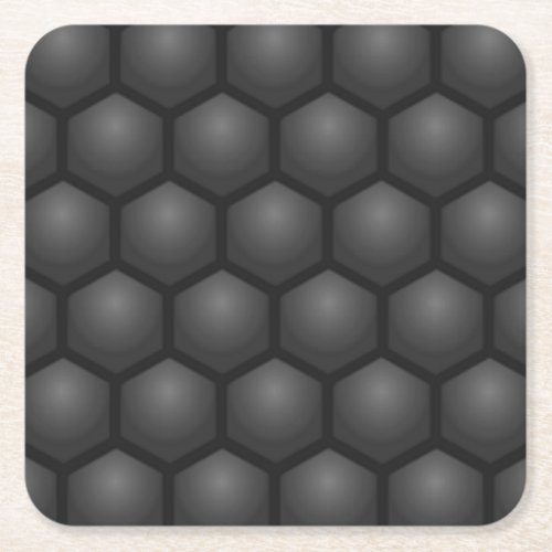 BLACK HEXAGON PATTERN SQUARE PAPER COASTER