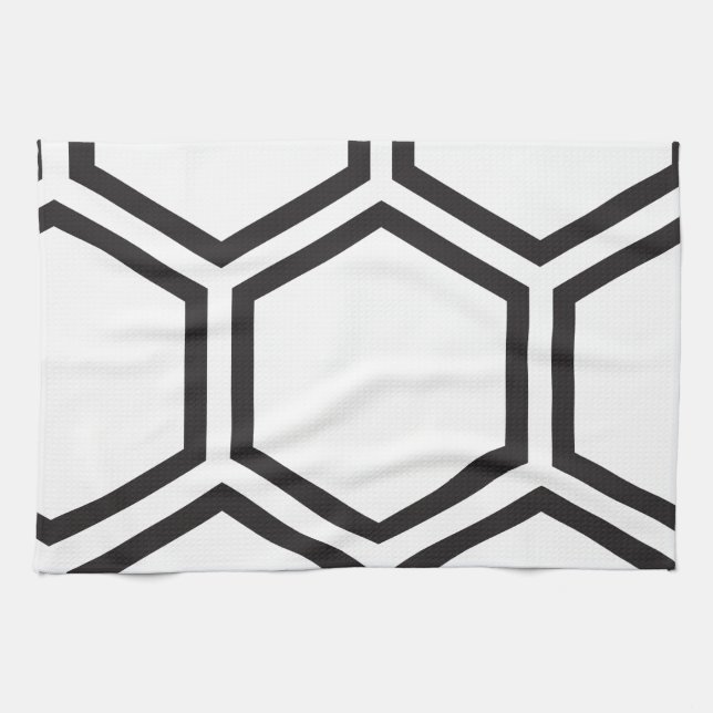 Black Hexagon pattern. Towel (Horizontal)