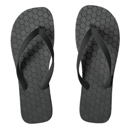Black Hexagon Shape Design Flip Flops