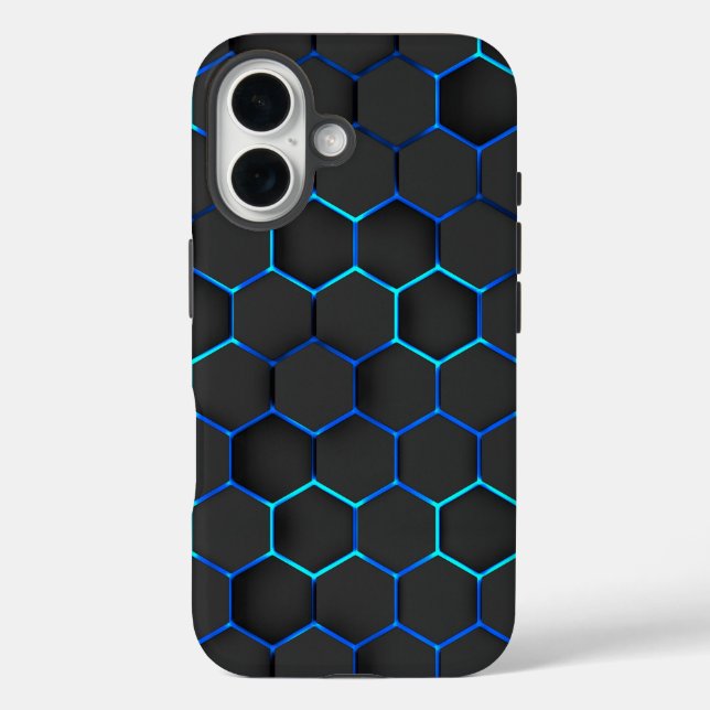 Black hexagons on blue light Case-Mate iPhone case (Back)