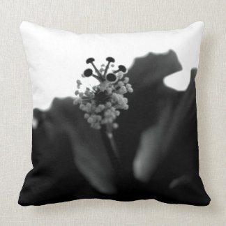 Black Hibiscus Throw Pillow