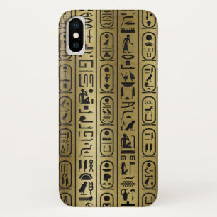 Black hieroglyphs pattern on Ancient Gold iPhone X Case