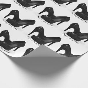 Black High Heel Shoe Birthday Wrapping Paper