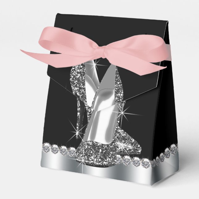 Black High Heel Shoe Favor Boxes (Front Side)