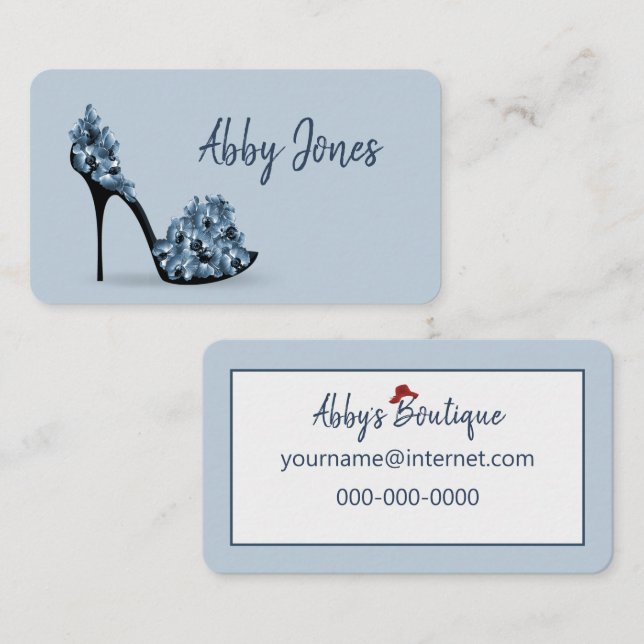 Black High Heel with Flowers Business Card (Front/Back)