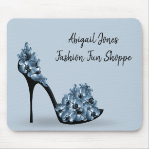 Black High Heel with Flowers Mouse Pad