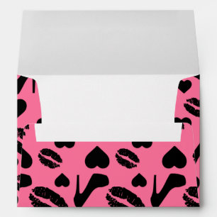 Black High Heels Kisses Lips Girly Makeup Hearts Envelope