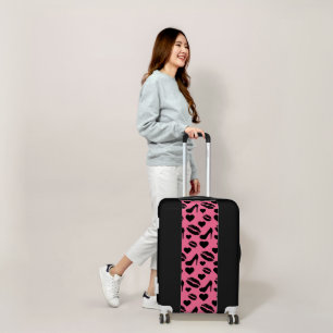 Black High Heels Kisses Lips Girly Makeup Hearts Luggage