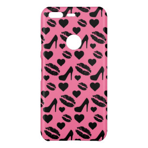 Black High Heels Kisses Lips Girly Makeup Hearts Uncommon Google Pixel Case