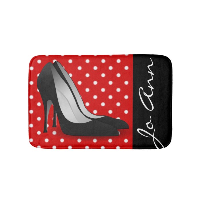 red and white polka dot heels