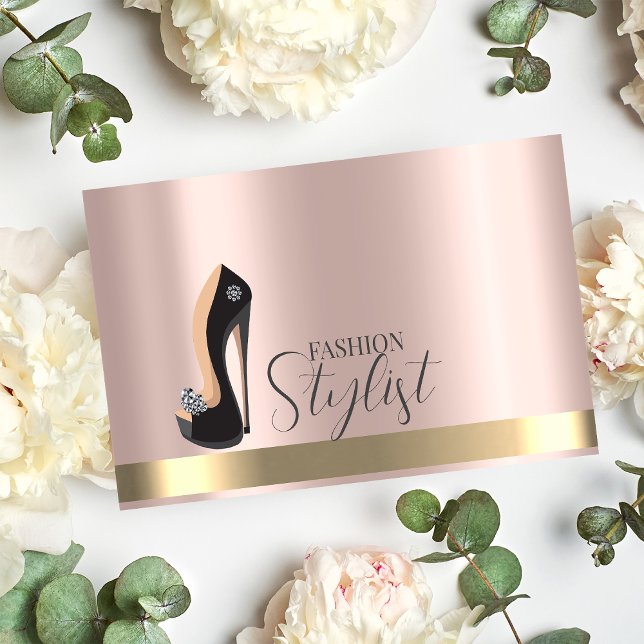 Black High Heels Rose Gold Business Card (Creator Uploaded)