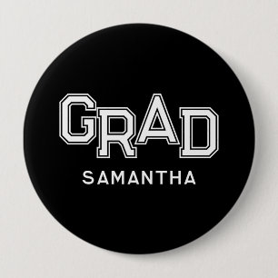 Black High School Grad Custom Name Graduation Button
