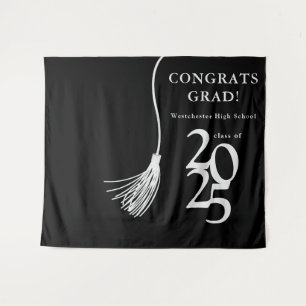 Black High School Graduation Party Photo Backdrop