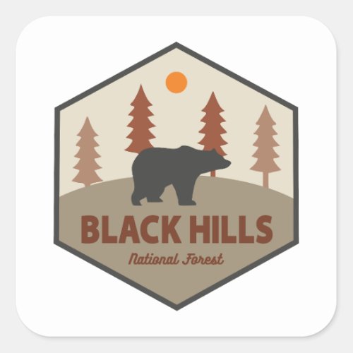 Black Hills National Forest Bear Square Sticker