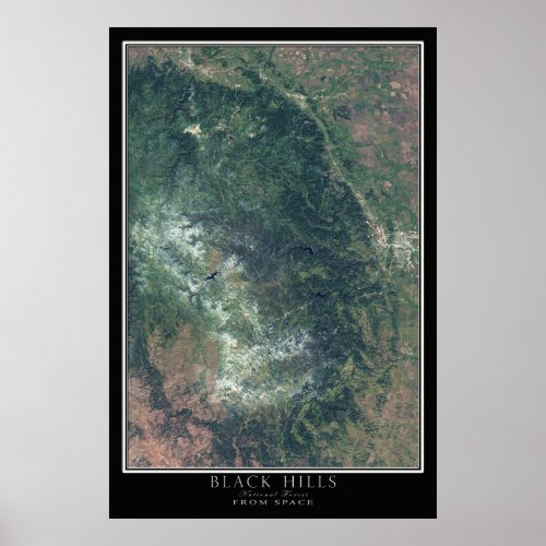 Black Hills National Forest South Dakota Satellite Poster