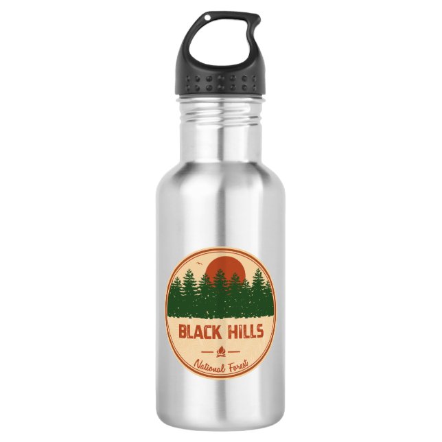 Black Hills National Forest Stainless Steel Water Bottle (Front)