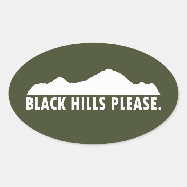 Black Hills Please Oval Sticker (Front)