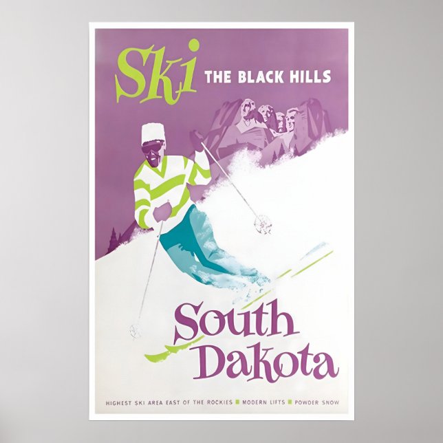Black Hills Print Ski Poster South Dakota Art (Front)