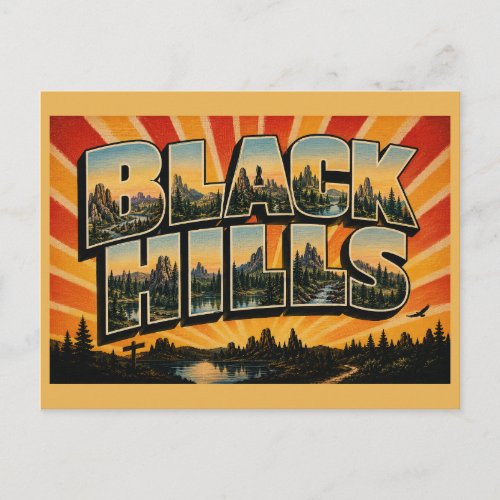 Black Hills SD Granite Peaks Pine Forest Art Postcard
