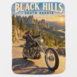 Black Hills South Dakota Chopper Motorcycle Travel Baby Blanket