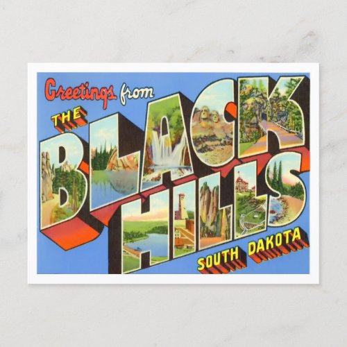 Black Hills South Dakota Vintage Big Letters Postcard