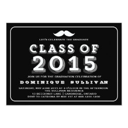 Black Hipster Class of 2015 Graduation Invitation