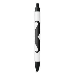 Black Hipster Retro Fun Humor Mustache Pen