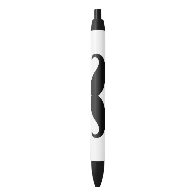 Black Hipster Retro Fun Humor Mustache Pen (Front Vertical)